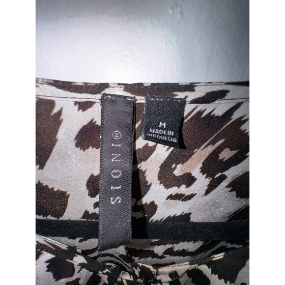 Leopard Print Blouse Ruffle Collar & Cuffs Medium Classic Boho Rock Punk Wild - Picture 3 of 6